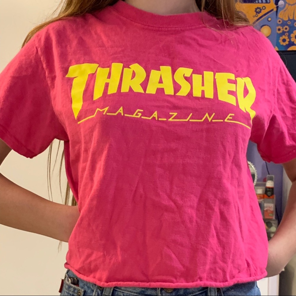 Pink & Yellow Thrasher Crop Top💖